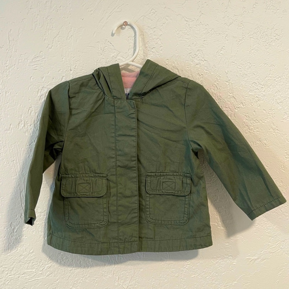 Green hooded baby utility jacket